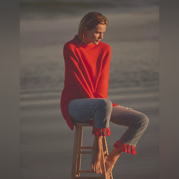 Anthropologie Pilcro Mid Rise Slim Boyfriend Tassel Jeans - Picture 8 of 8